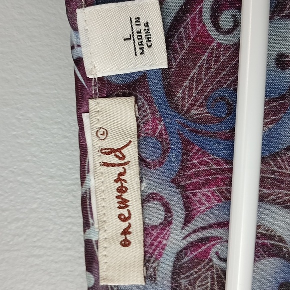 ONE WORLD 3/4 Sleeve Velvet Top Lace Womens Size Large Boho Whimsygoth Casual - Picture 3 of 6